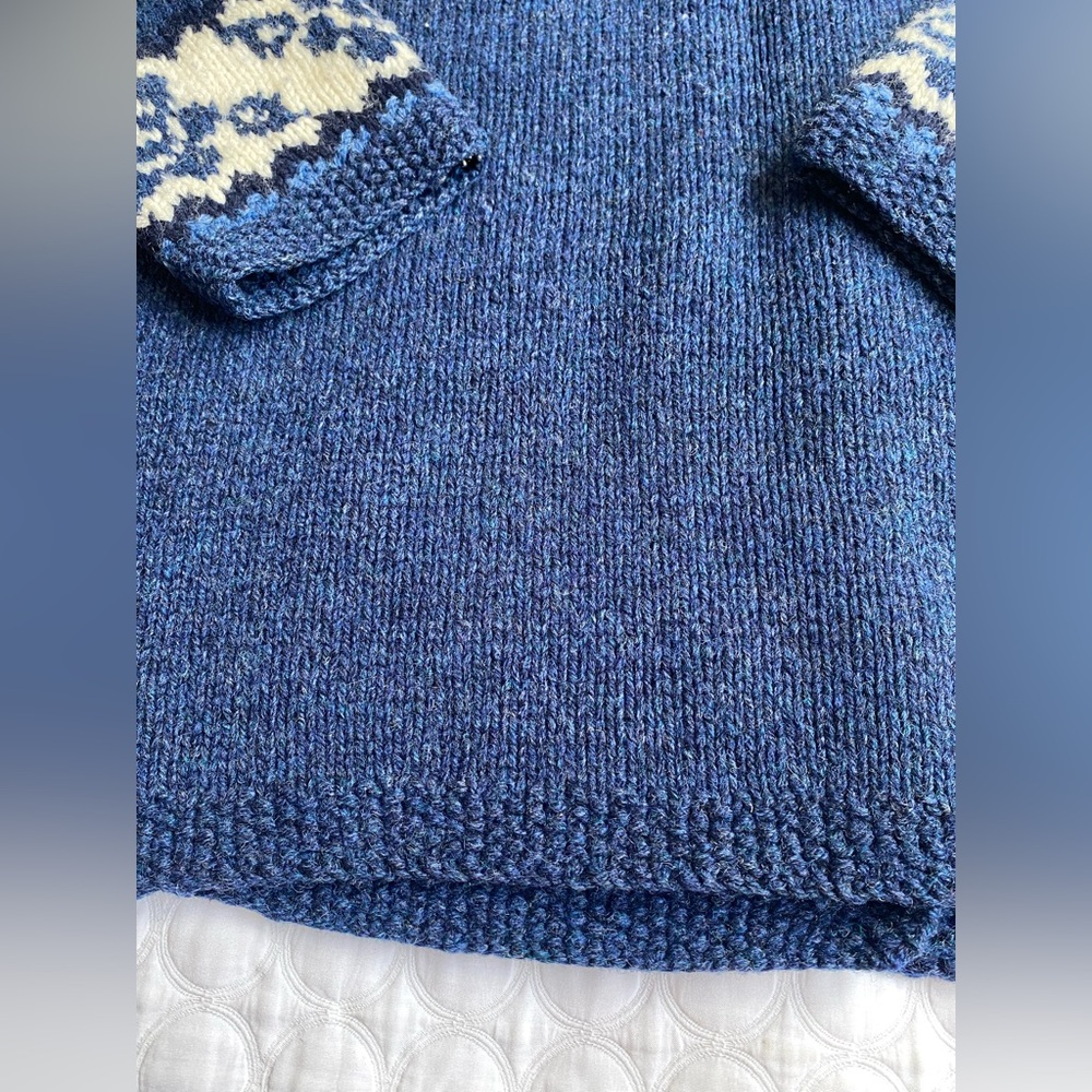 Vintage Jones New York SPORT Women Hand Knit Sweater Sz L Blue White 100% Wool - Picture 10 of 14